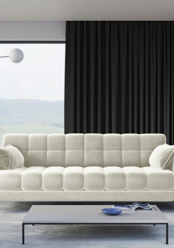 MICADONI Mamaia sofa, 4 sder - beige fljl og sort metal