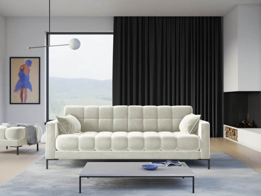 MICADONI Mamaia sofa, 4 sder - beige fljl og sort metal
