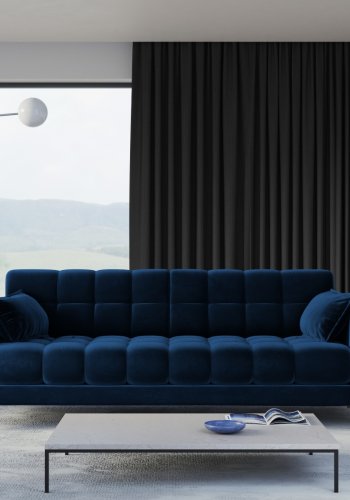 MICADONI Mamaia sofa, 4 sder - bl fljl og sort metal