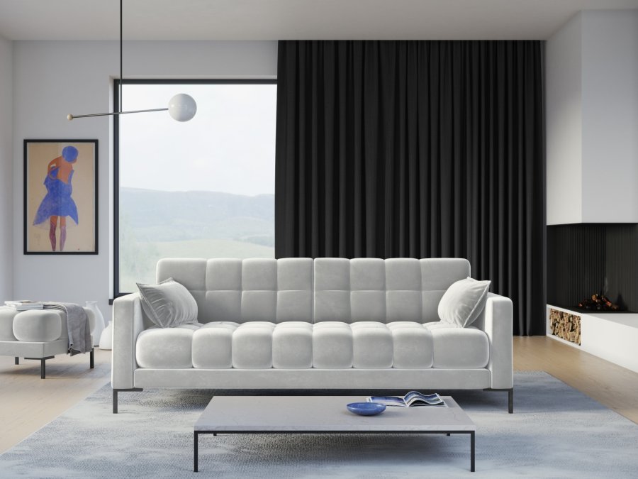 MICADONI Mamaia sofa, 4 sder - slv fljl og sort metal