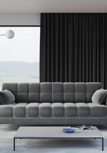 MICADONI Mamaia sofa, 4 sder - beige fljl og sort metal