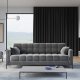 MICADONI Mamaia sofa, 4 sder - beige fljl og sort metal