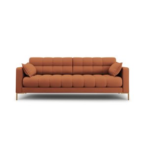 MICADONI Mamaia sofa, 4 sder - brun stof og guld metal