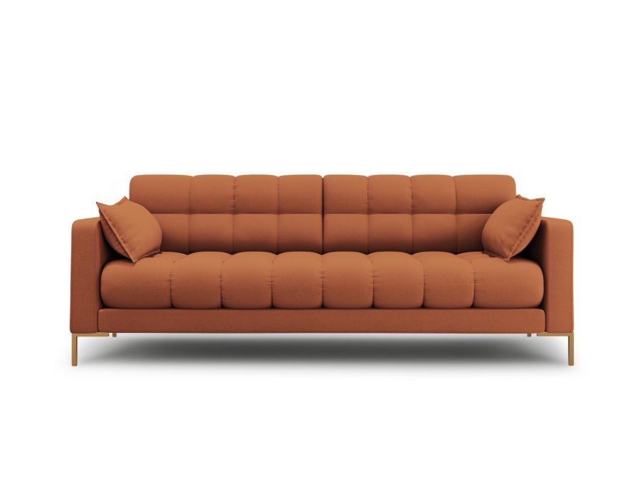 MICADONI Mamaia sofa, 4 sder - brun stof og guld metal