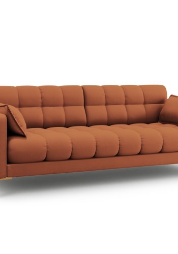 MICADONI Mamaia sofa, 4 sder - brun stof og guld metal