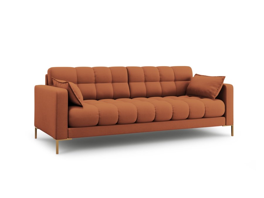 MICADONI Mamaia sofa, 4 sder - brun stof og guld metal