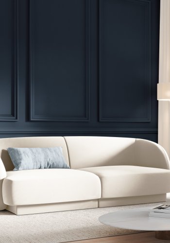 MICADONI Miley sofa, 2 sder - beige fljl og sort plast