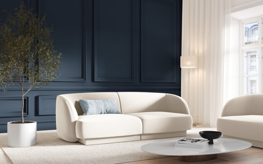 MICADONI Miley sofa, 2 sder - beige fljl og sort plast