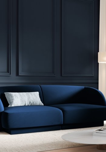 MICADONI Miley sofa, 2 sder - bl fljl og sort plast