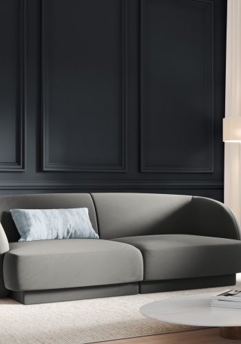 MICADONI Miley sofa, 2 sder - gr fljl og sort plast