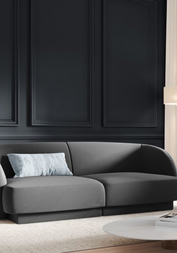 MICADONI Miley sofa, 2 sder - gr fljl og sort plast