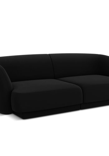 MICADONI Miley sofa, 2 sder - sort fljl og sort plast