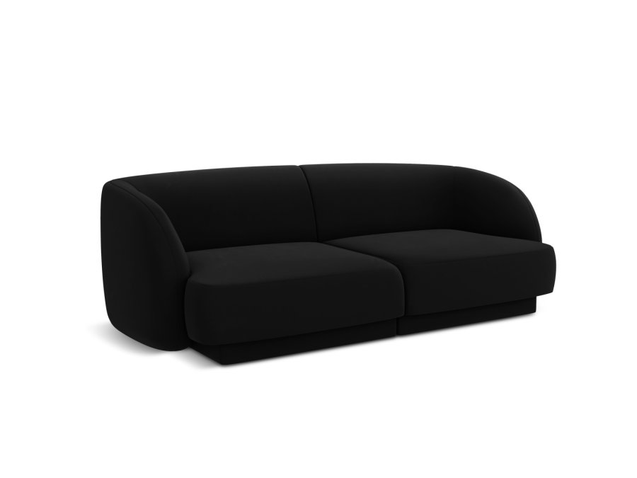 MICADONI Miley sofa, 2 sder - sort fljl og sort plast