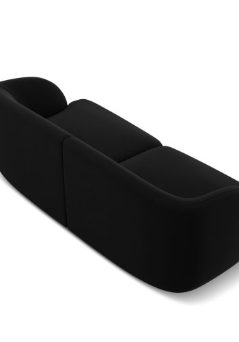 MICADONI Miley sofa, 2 sder - sort fljl og sort plast