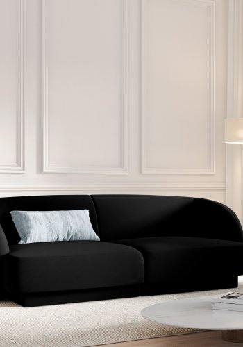 MICADONI Miley sofa, 2 sder - sort fljl og sort plast