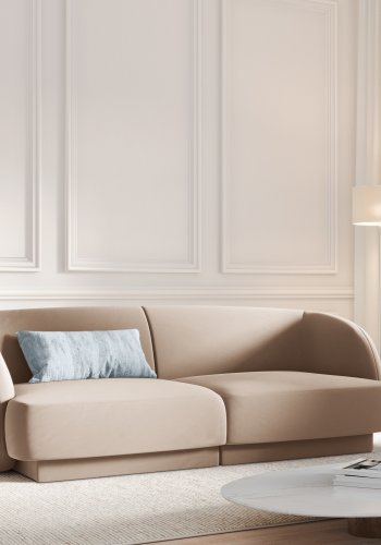 MICADONI Miley sofa, 2 sder - brun fljl og sort plast