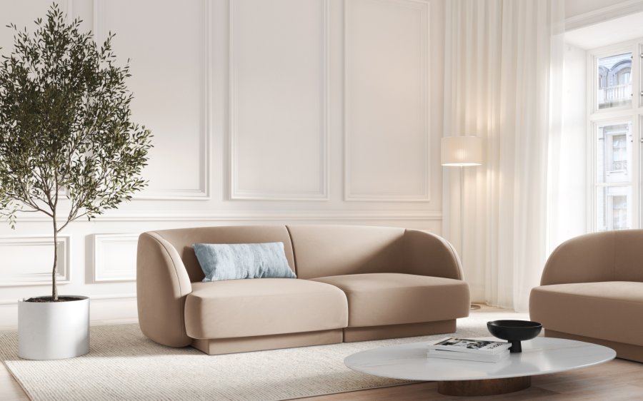 MICADONI Miley sofa, 2 sder - brun fljl og sort plast