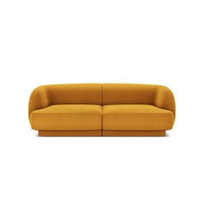 MICADONI Miley sofa, 2 sder - gul fljl og sort plast