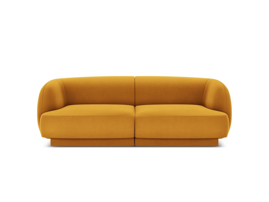 MICADONI Miley sofa, 2 sder - gul fljl og sort plast