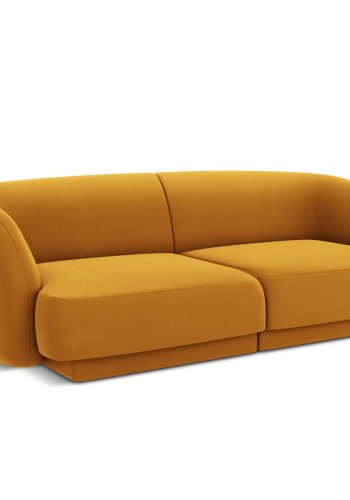 MICADONI Miley sofa, 2 sder - gul fljl og sort plast