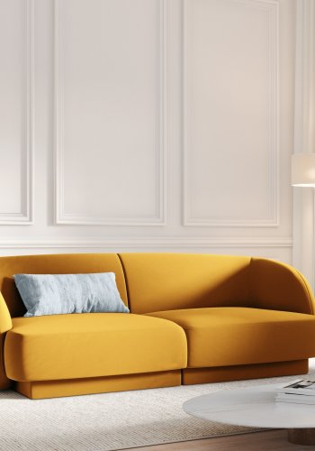 MICADONI Miley sofa, 2 sder - gul fljl og sort plast