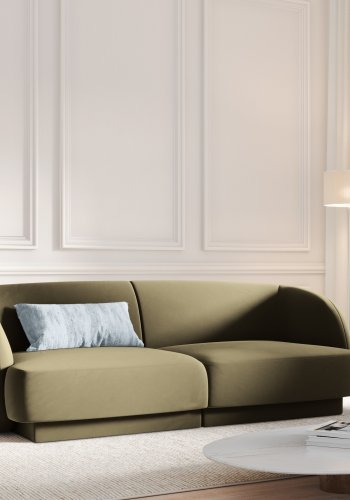 MICADONI Miley sofa, 2 sder - grn fljl og sort plast