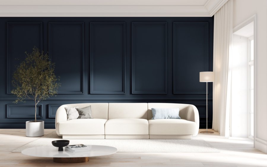 MICADONI Miley sofa, 3 sder - beige fljl og sort plast