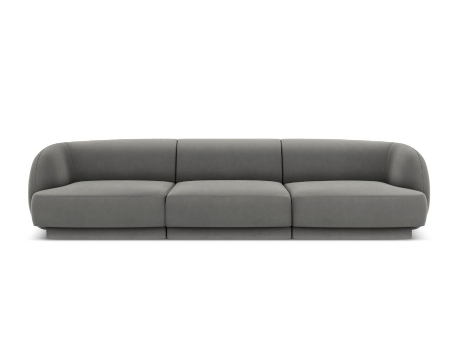 MICADONI Miley sofa, 3 sder - gr fljl og sort plast
