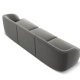 MICADONI Miley sofa, 3 sder - gr fljl og sort plast