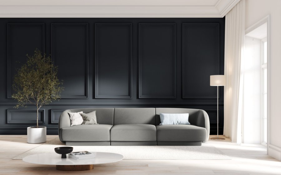 MICADONI Miley sofa, 3 sder - gr fljl og sort plast