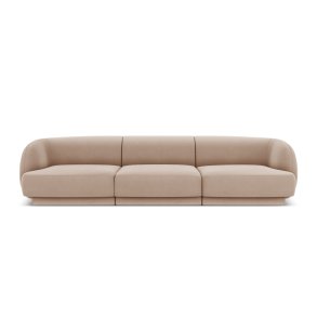 MICADONI Miley sofa, 3 sder - brun fljl og sort plast