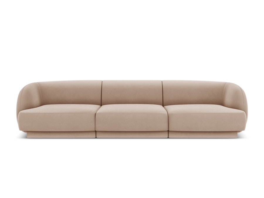MICADONI Miley sofa, 3 sder - brun fljl og sort plast