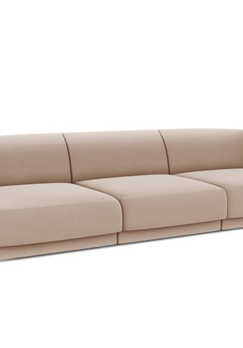 MICADONI Miley sofa, 3 sder - brun fljl og sort plast