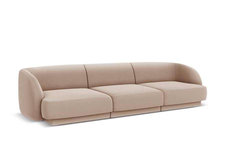 MICADONI Miley sofa, 3 sder - brun fljl og sort plast