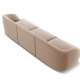 MICADONI Miley sofa, 3 sder - brun fljl og sort plast