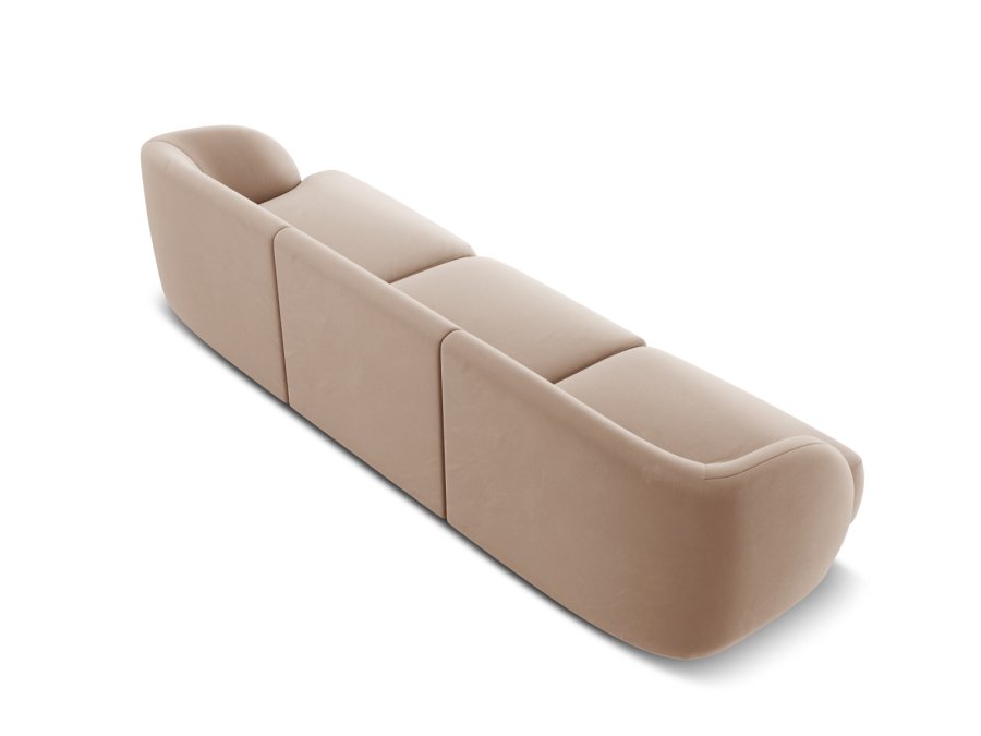 MICADONI Miley sofa, 3 sder - brun fljl og sort plast