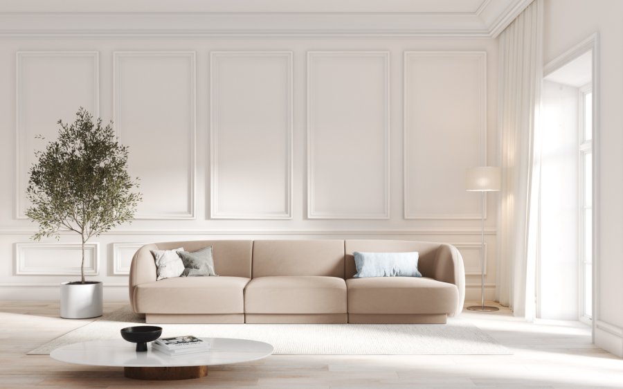 MICADONI Miley sofa, 3 sder - brun fljl og sort plast