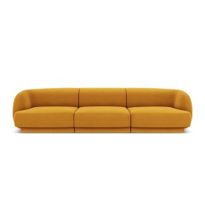 MICADONI Miley sofa, 3 sder - gul fljl og sort plast
