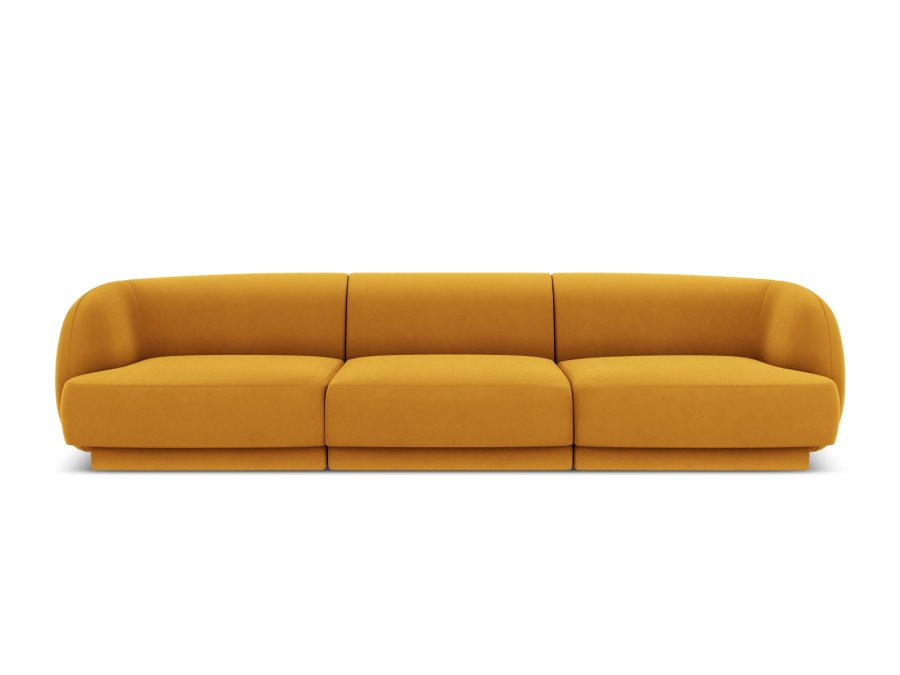 MICADONI Miley sofa, 3 sder - gul fljl og sort plast