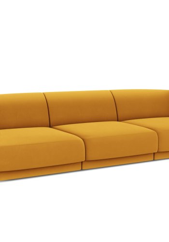 MICADONI Miley sofa, 3 sder - gul fljl og sort plast