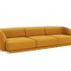 MICADONI Miley sofa, 3 sder - gul fljl og sort plast