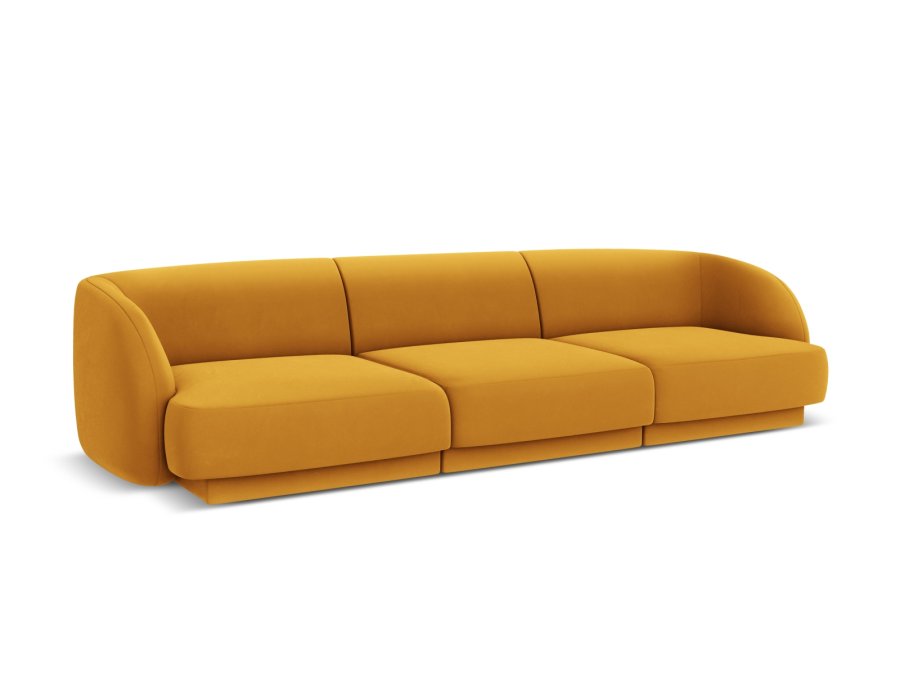 MICADONI Miley sofa, 3 sder - gul fljl og sort plast