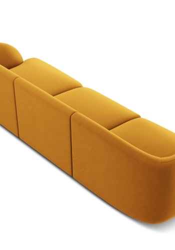 MICADONI Miley sofa, 3 sder - gul fljl og sort plast