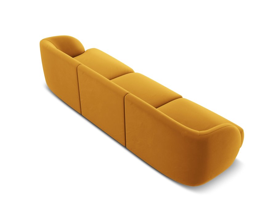 MICADONI Miley sofa, 3 sder - gul fljl og sort plast