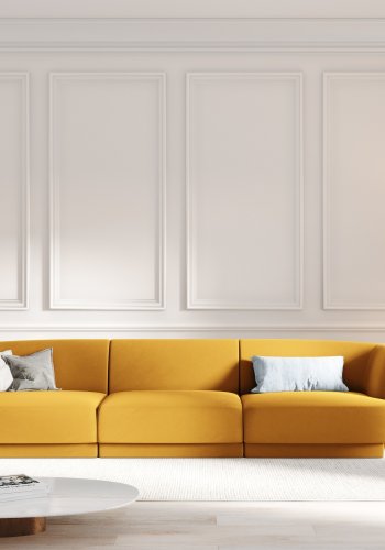 MICADONI Miley sofa, 3 sder - gul fljl og sort plast