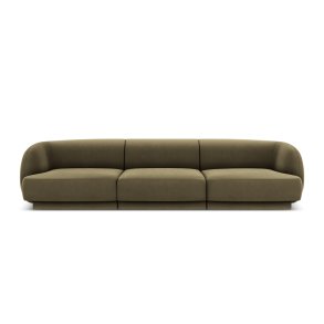 MICADONI Miley sofa, 3 sder - grn fljl og sort plast