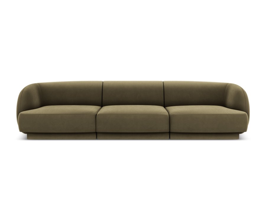 MICADONI Miley sofa, 3 sder - grn fljl og sort plast