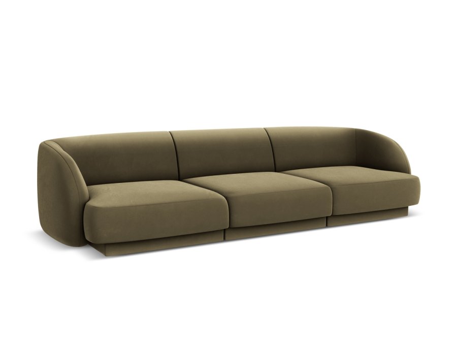 MICADONI Miley sofa, 3 sder - grn fljl og sort plast