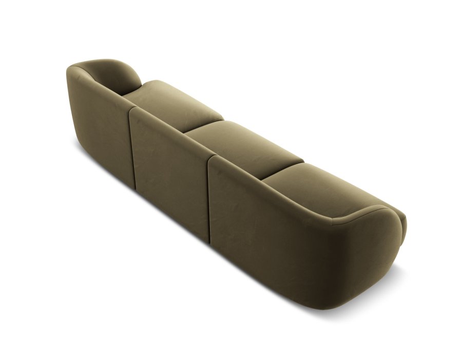 MICADONI Miley sofa, 3 sder - grn fljl og sort plast