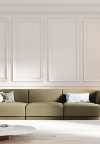 MICADONI Miley sofa, 3 sder - grn fljl og sort plast